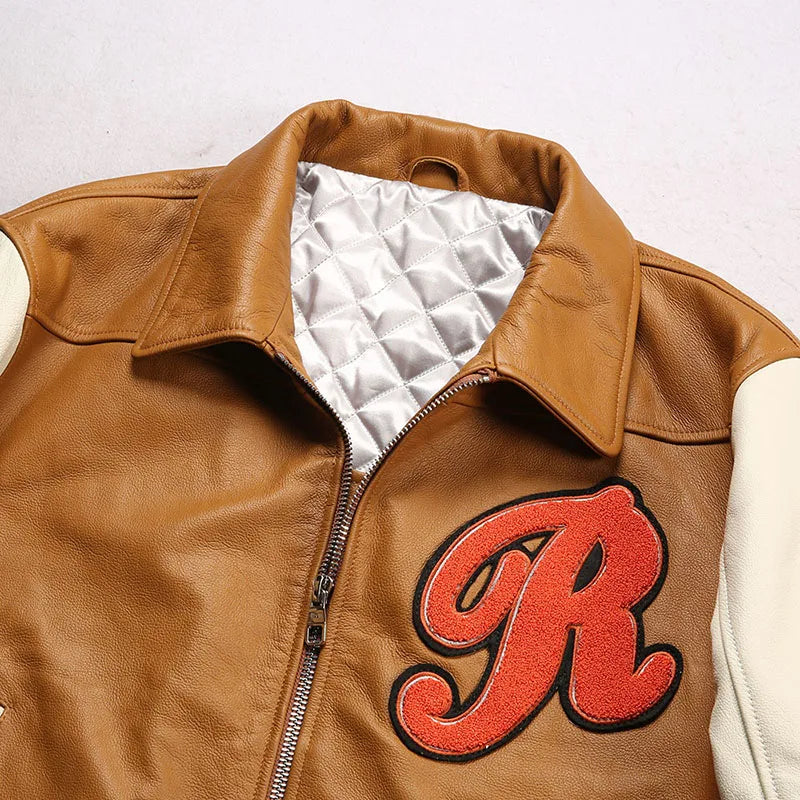 Men's Large Yellow Leather Flight Jacket – Big Chief Embroidery