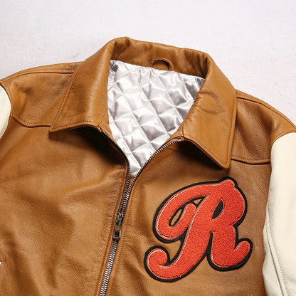 Men's Large Yellow Leather Flight Jacket – Big Chief Embroidery