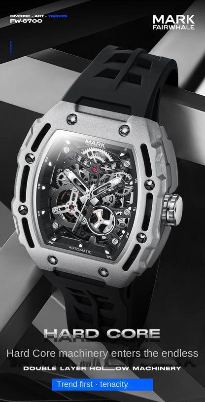 FAIRWHALE Automatic Mechanical Luxury 3ATM Waterproof Silicone Strap Luminous Watch For Men