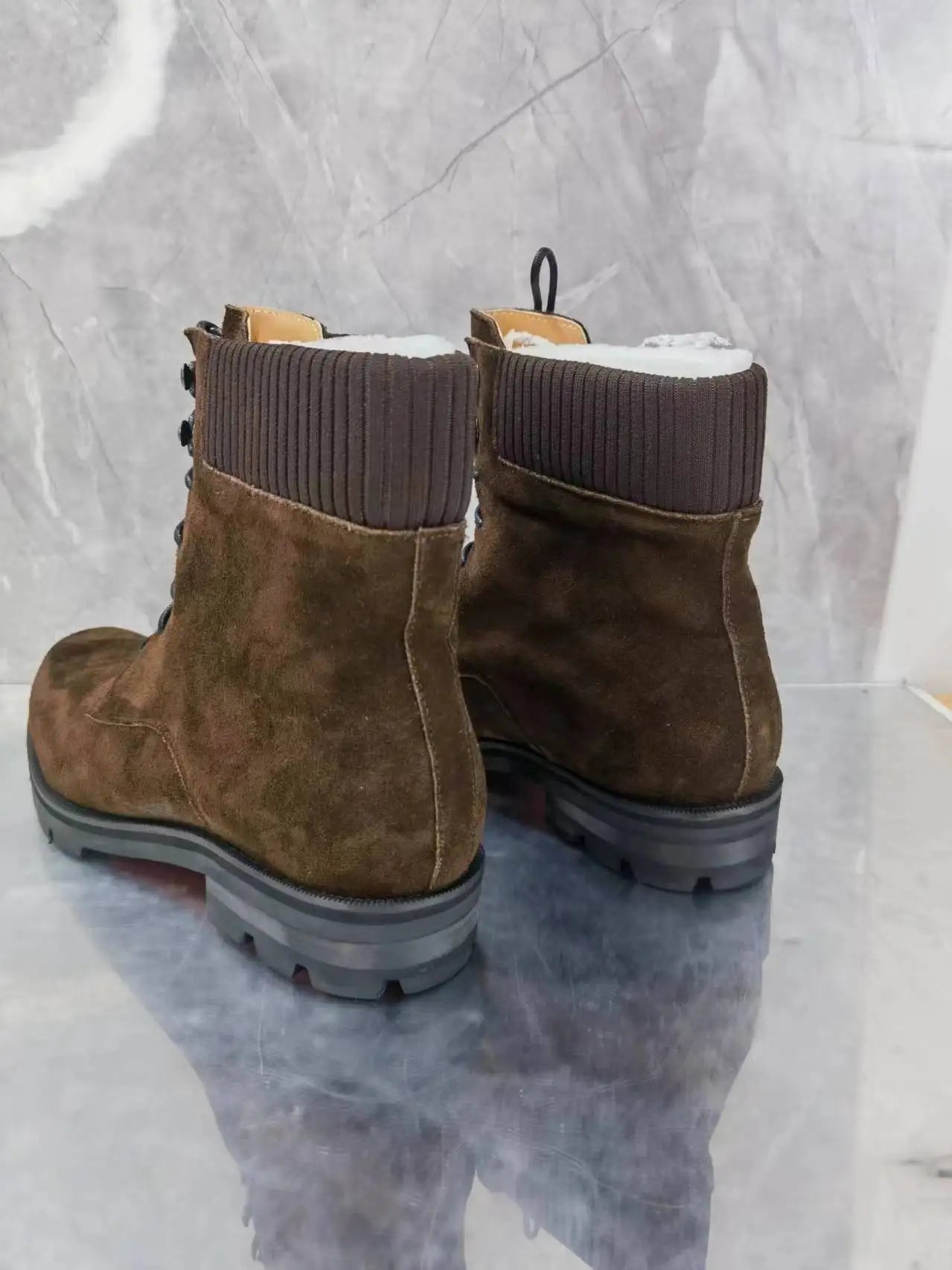 Luxury Brand Boots Genuine Leather Men's Heels Increasing Casual Boot