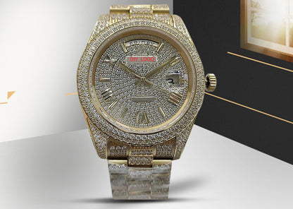 Customized Logo41mm Elegant Men's Sapphire Mirror and Diamond bezel Mechanical Watch