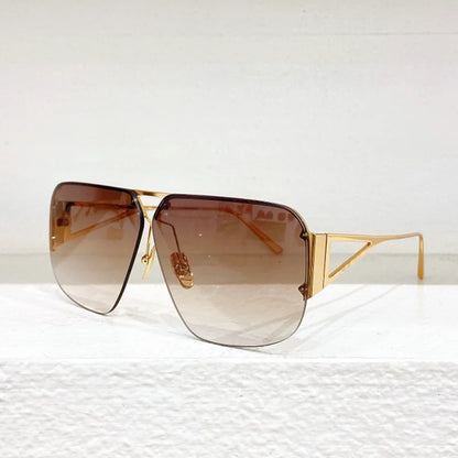 Men's Classical Luxury Gold Boundless Sunglasses BV1065S High Street Pilot Style Rimless Alloy Solar Glasses