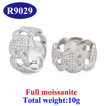 DJMAX Full Moissanite Rings For Men Original 925 Sterling Silver Men and Women's Moissanite Ring
