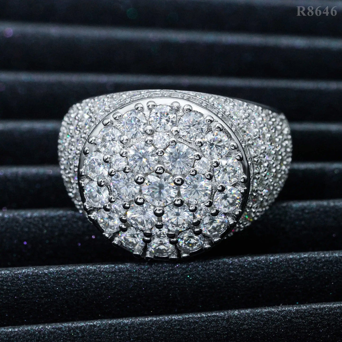 S925 Silver Set with Moissanite Loose Stone Diamond Ring Jewelry Jewelry Trendy Men's Hot Selling Models
