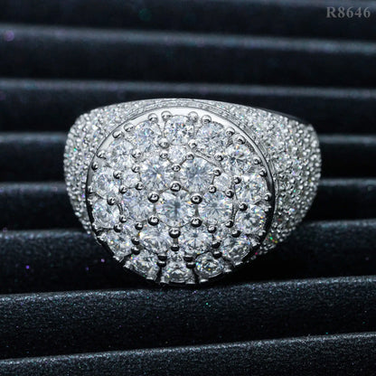 S925 Silver Set with Moissanite Loose Stone Diamond Ring Jewelry Jewelry Trendy Men's Hot Selling Models