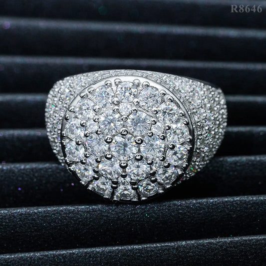 S925 Silver Set with Moissanite Loose Stone Diamond Ring Jewelry Jewelry Trendy Men's Hot Selling Models