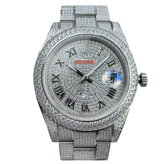 Customized Logo41mm Elegant Men's Sapphire Mirror and Diamond bezel Mechanical Watch