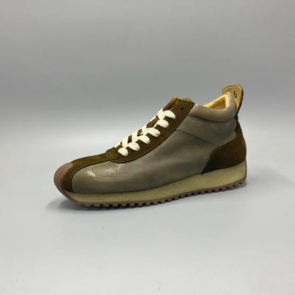 New Senior Fashion Mid Donkey Mouth Trendy Cowhide Forrest Men Sneakers