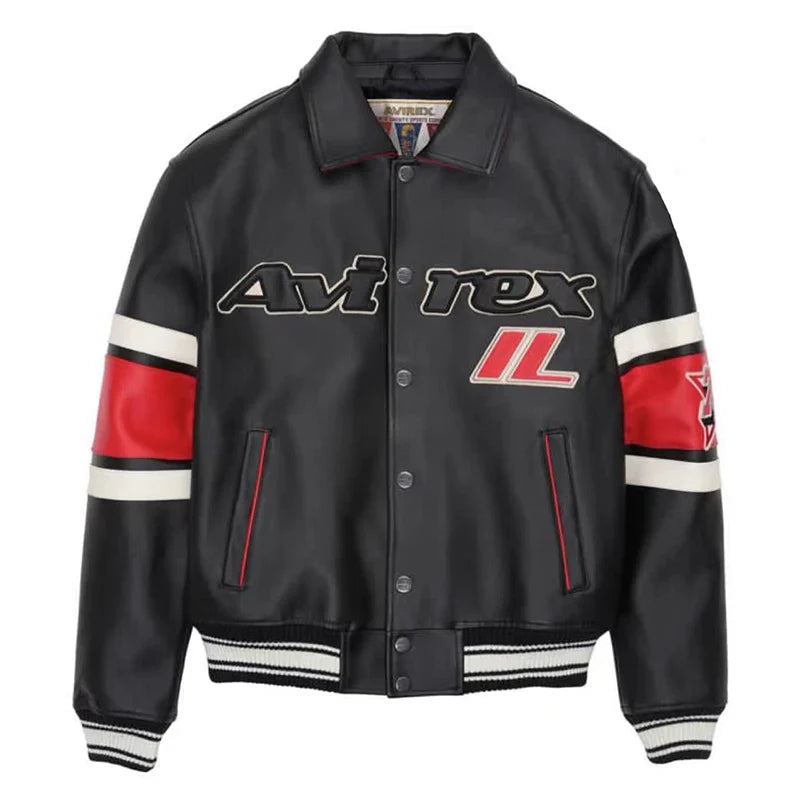 Plus Size Men's Leather Flight Jacket - Casual Sheepskin Coat