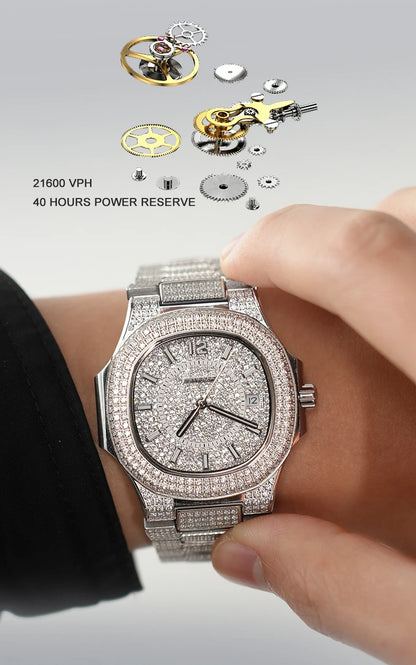 HANBORO Men Automatic Watch 38mm Luxury Mechanical Wristwatch Luminous 50M Waterproof Miyota 8215 Crystal Case