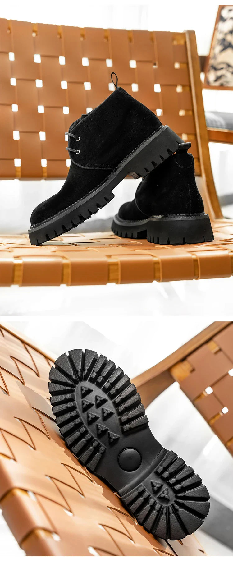 2025 Hanmce Genuine Leather Brohue Ankle Chelsea Boots