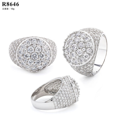 S925 Silver Set with Moissanite Loose Stone Diamond Ring Jewelry Jewelry Trendy Men's Hot Selling Models