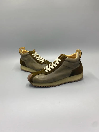 New Senior Fashion Mid Donkey Mouth Trendy Cowhide Forrest Men Sneakers