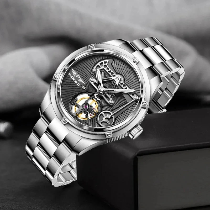 PINDU Watches Oil Pump Design Miyata 8215 Sapphire Mirror Waterproof Luminous Business Men Mechanical Watch