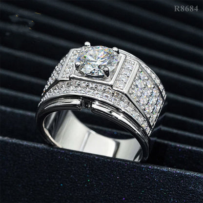 DJMAX Full Moissanite Rings For Men Original 925 Sterling Silver Men and Women's Moissanite Ring