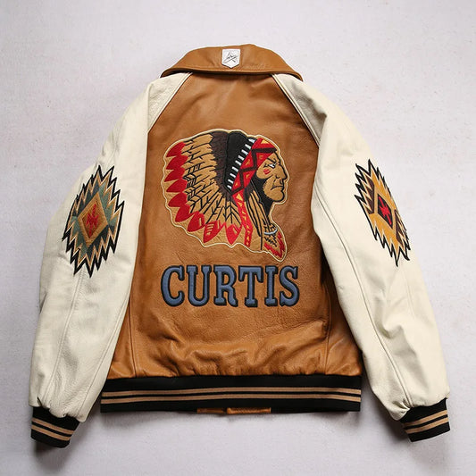 Men's Large Yellow Leather Flight Jacket – Big Chief Embroidery