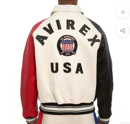 Fat plus size casual sports leather flight suit jacket men's European and American lapel sheepskin tops