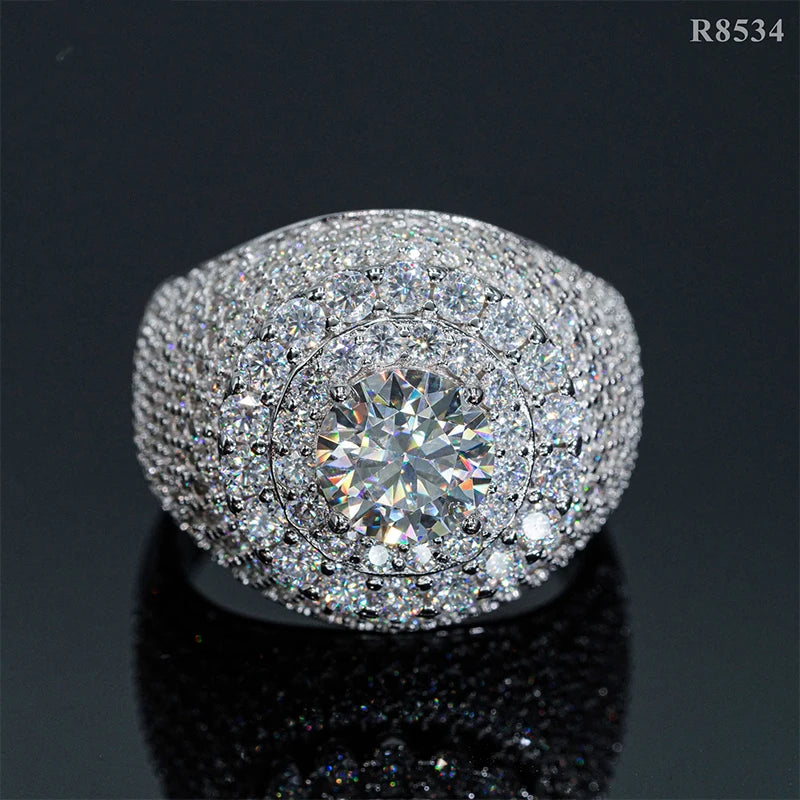 DJMAX Full Moissanite Rings For Men Original 925 Sterling Silver Men and Women's Moissanite Ring