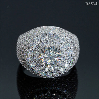 DJMAX Full Moissanite Rings For Men Original 925 Sterling Silver Men and Women's Moissanite Ring