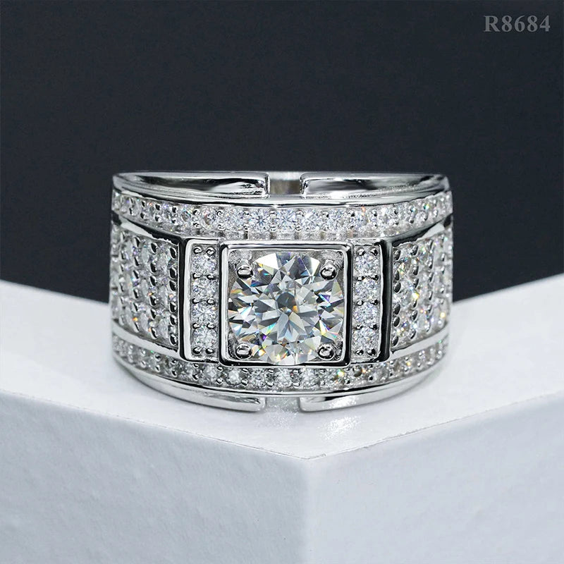 DJMAX Full Moissanite Rings For Men Original 925 Sterling Silver Men and Women's Moissanite Ring