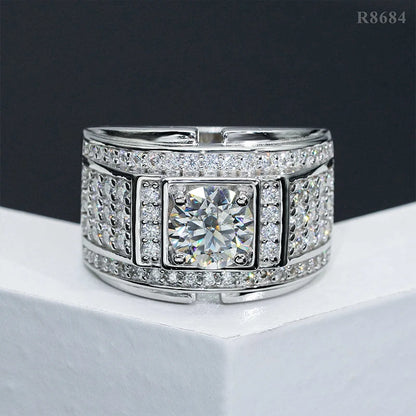 DJMAX Full Moissanite Rings For Men Original 925 Sterling Silver Men and Women's Moissanite Ring