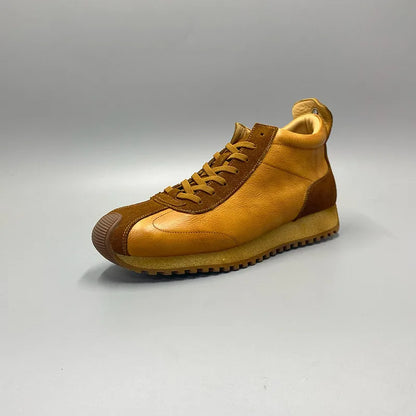New Senior Fashion Mid Donkey Mouth Trendy Cowhide Forrest Men Sneakers