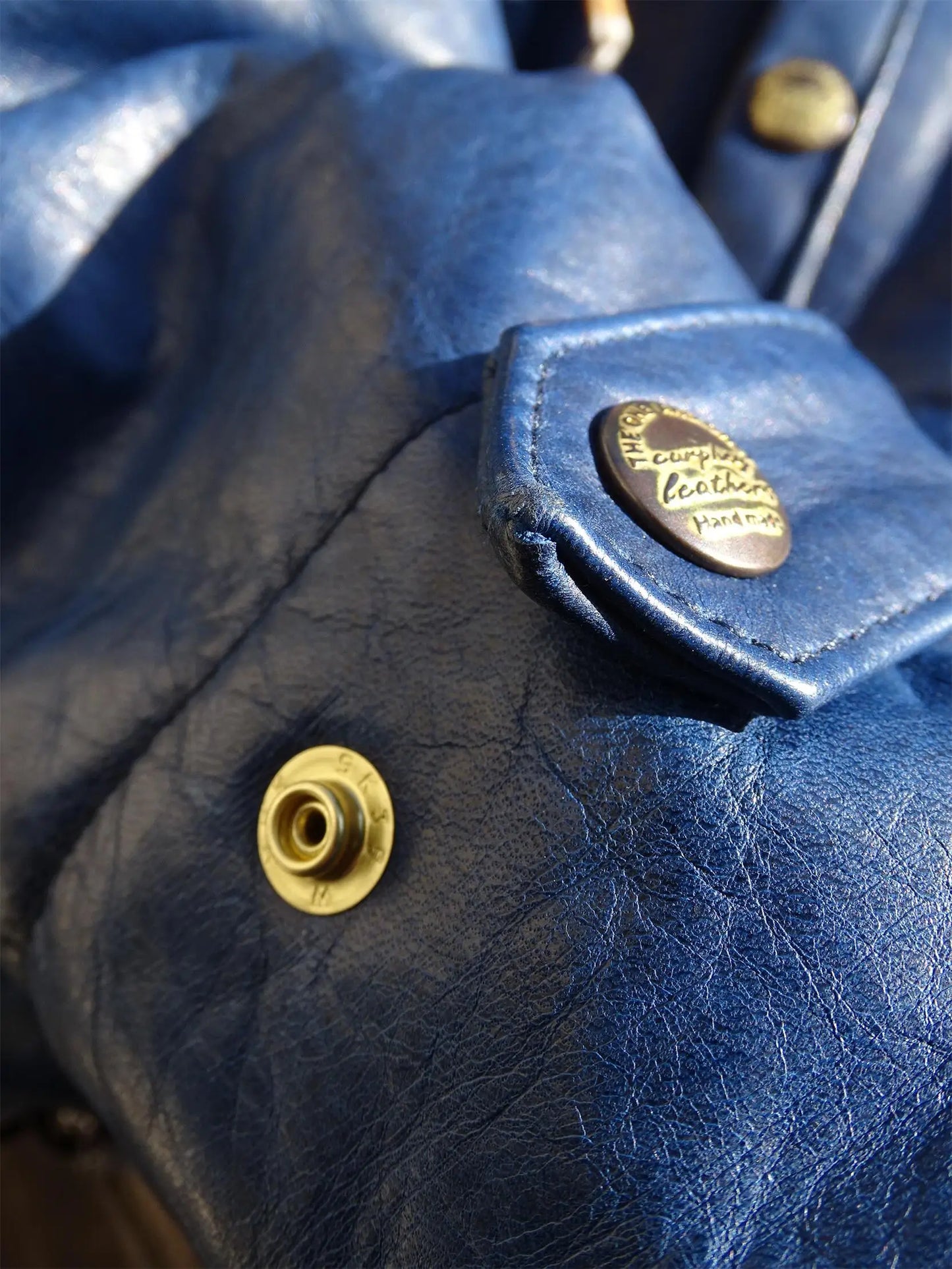 Batik horsehide cotton men women hat diagonal zipper horseshoe sleeve leather coat