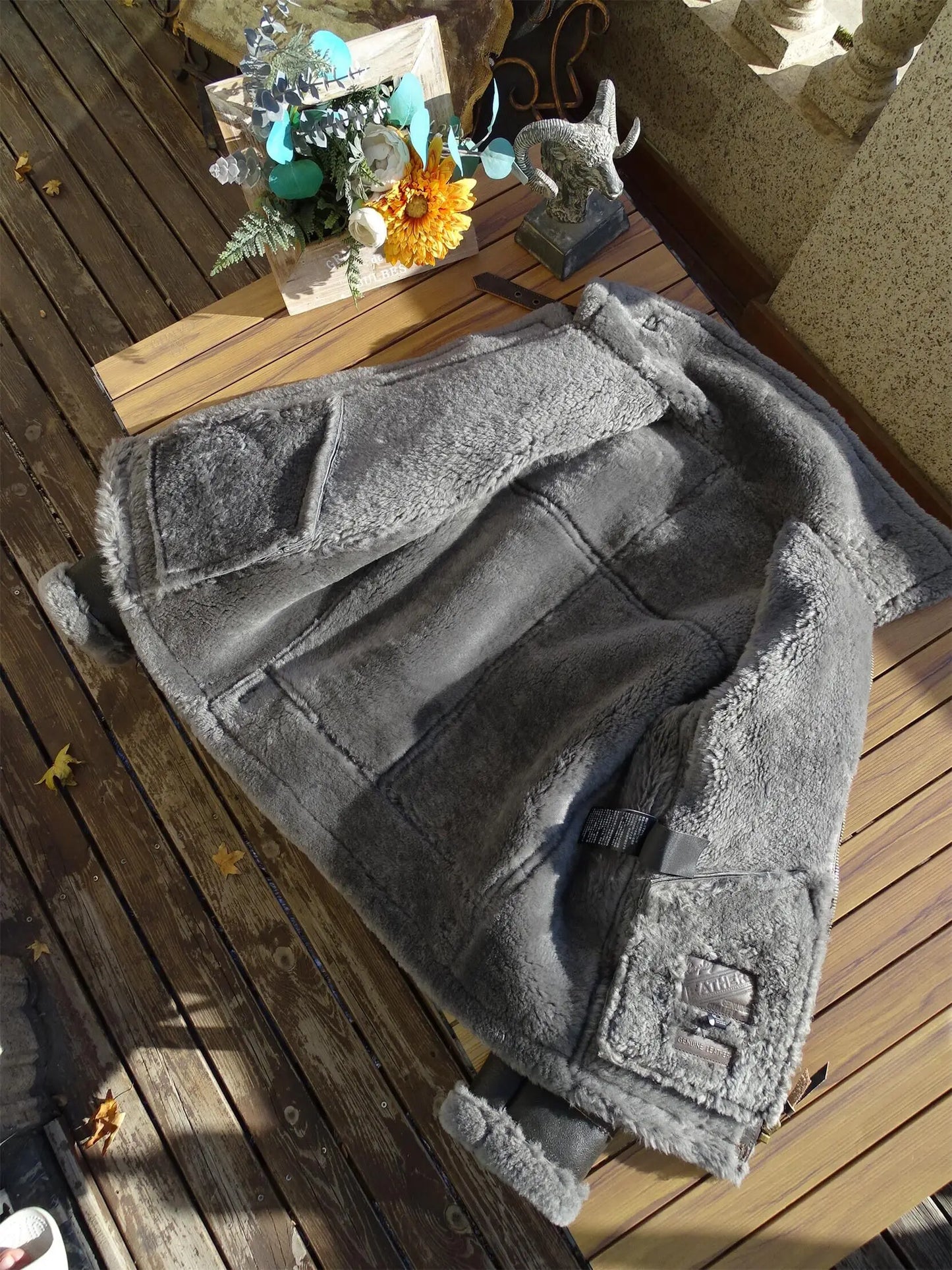 100 Percent Real Sheepskin Shearling Winter Men's Leather Coat