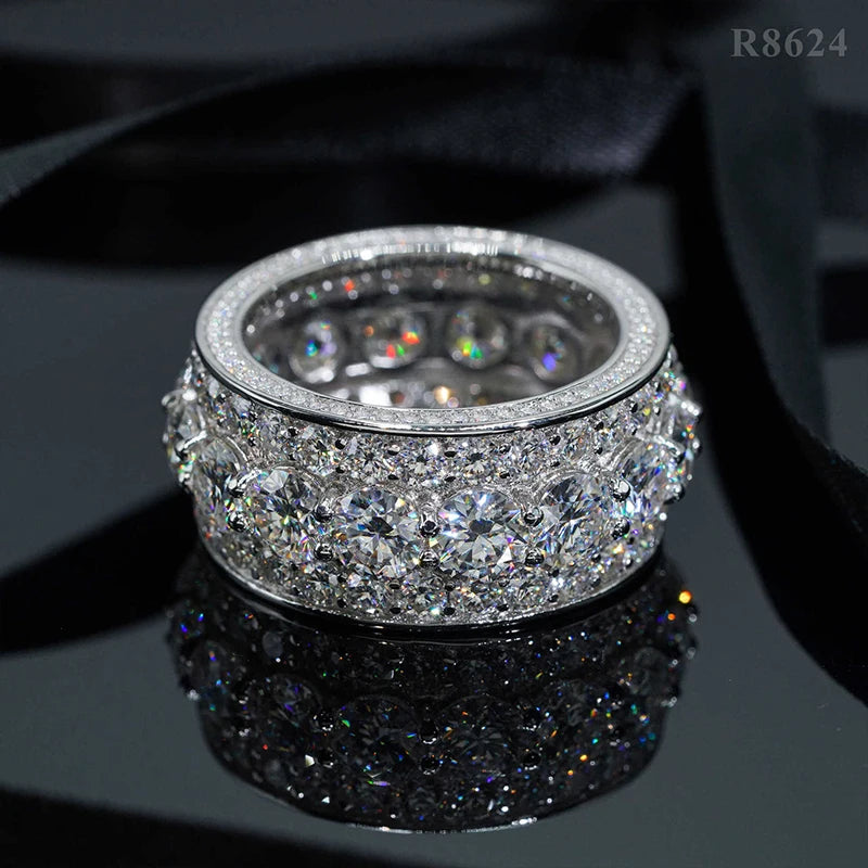 DJMAX Full Moissanite Rings For Men Original 925 Sterling Silver Men and Women's Moissanite Ring