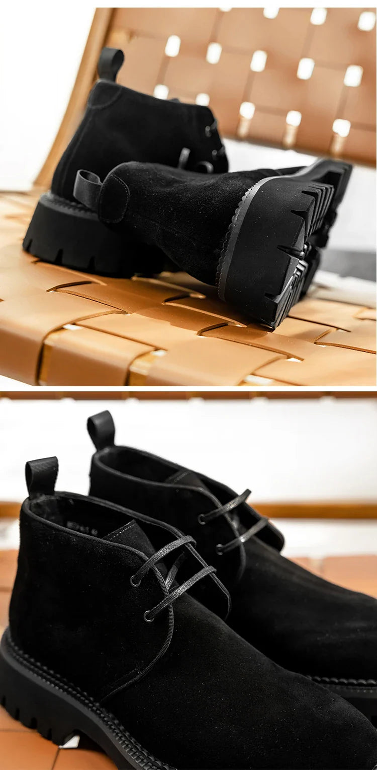 2025 Hanmce Genuine Leather Brohue Ankle Chelsea Boots