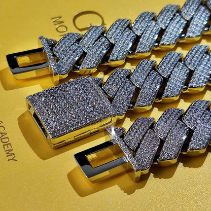 Diamond Hip Hop Jewelry VVS1 Stone Shiny 2row 3row Unisex 925 Sterling Silver Necklace Moissanite Chain