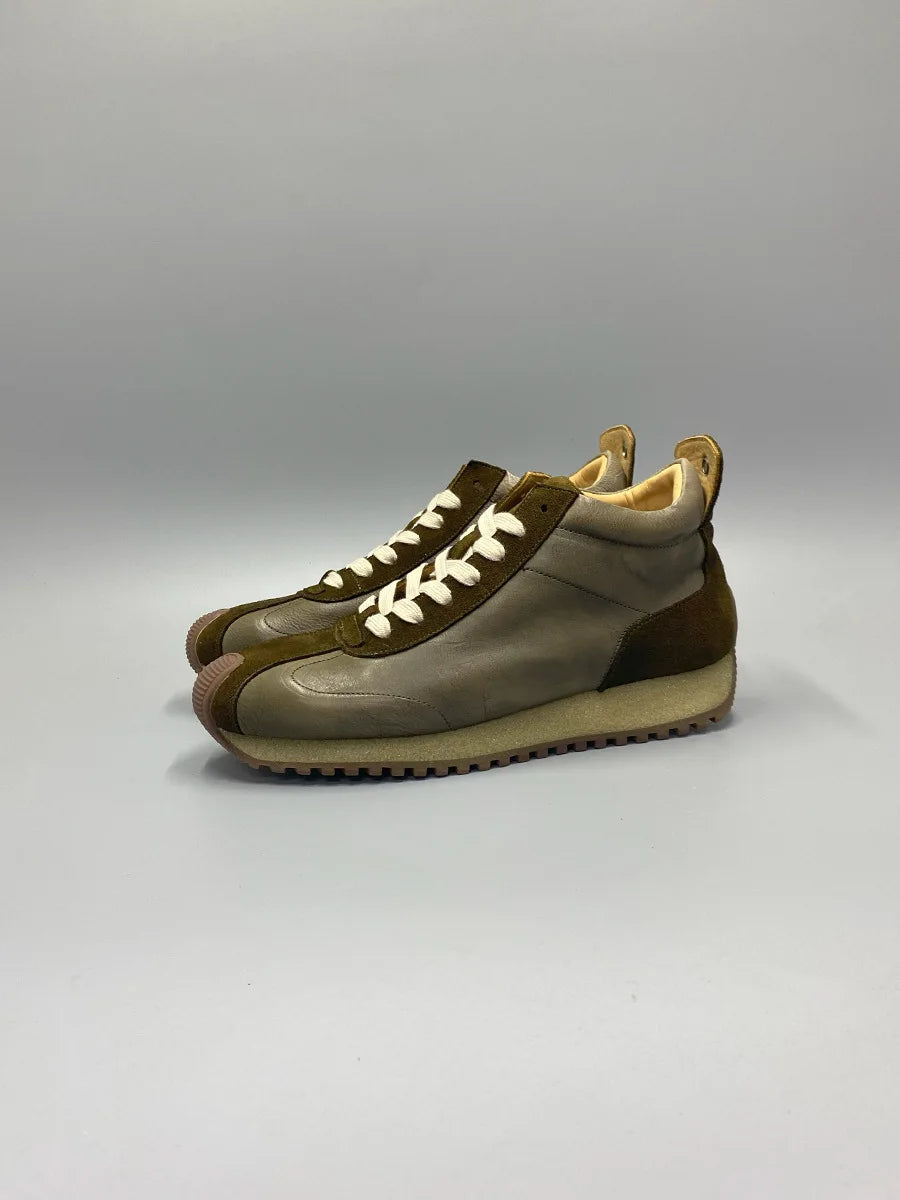New Senior Fashion Mid Donkey Mouth Trendy Cowhide Forrest Men Sneakers