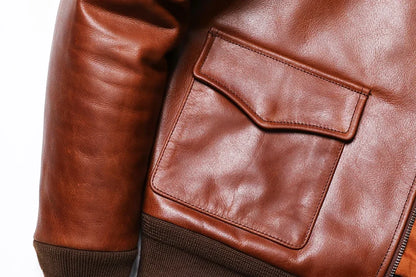 Classical A-2 Natural Cowhide Men's Genuine Leather Jacket