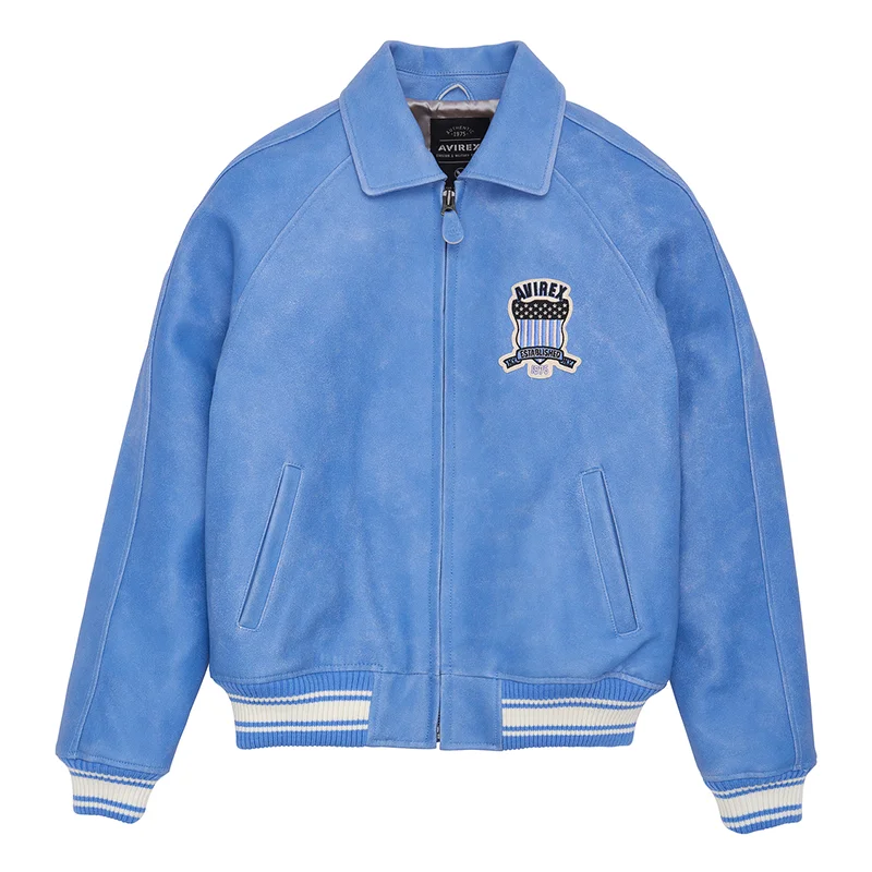 Fat plus size casual sports leather flight suit jacket men's European and American lapel sheepskin tops