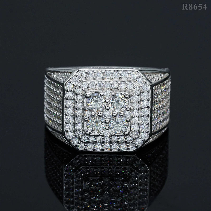 DJMAX Full Moissanite Rings For Men Original 925 Sterling Silver Men and Women's Moissanite Ring