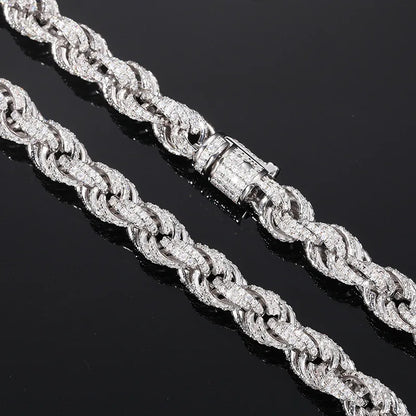 8mm 925 Sterling Silver Necklace VVS D Color Moissanite Hand Chain