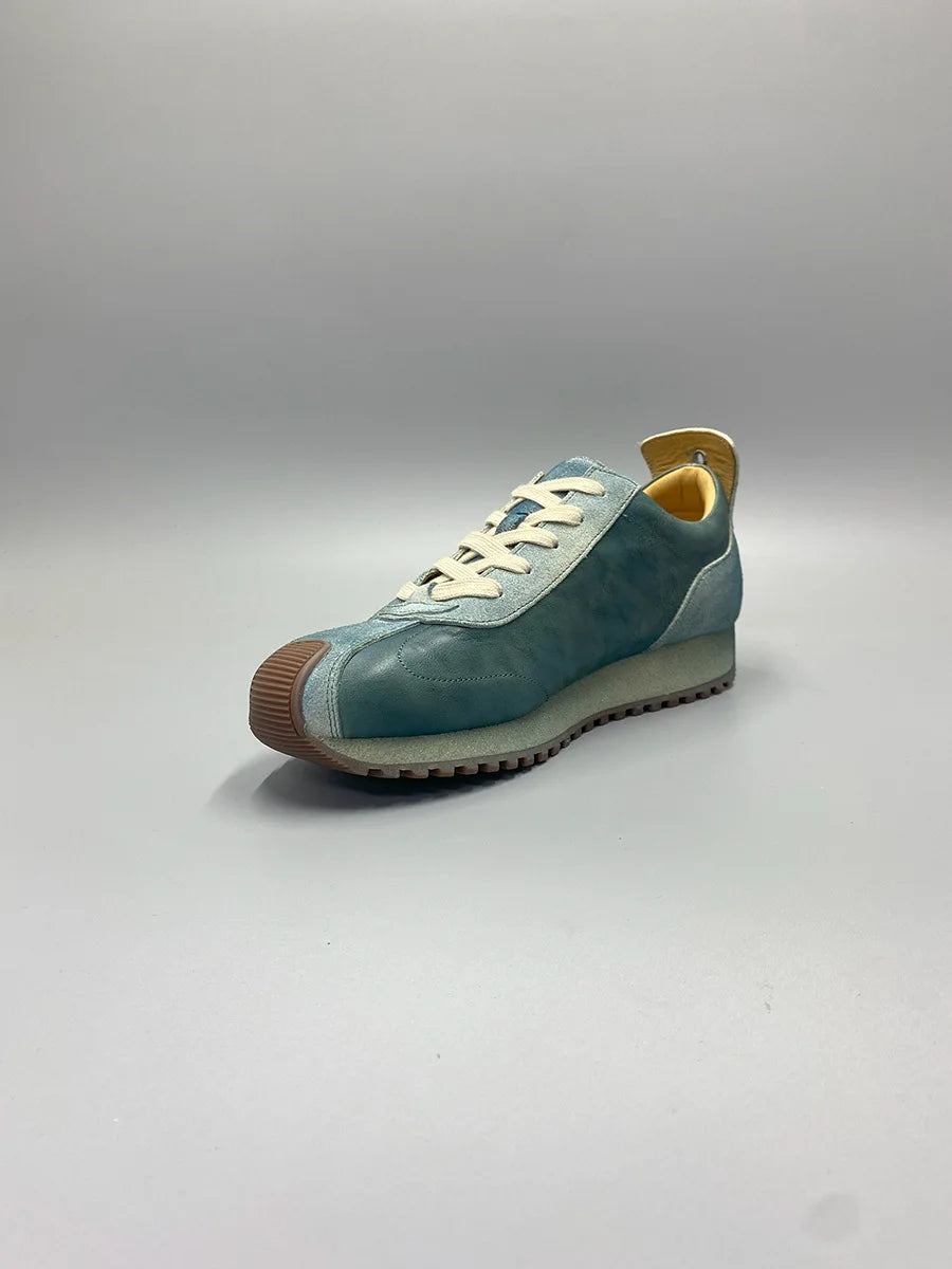 New Senior Fashion Mid Donkey Mouth Trendy Cowhide Forrest Men Sneakers