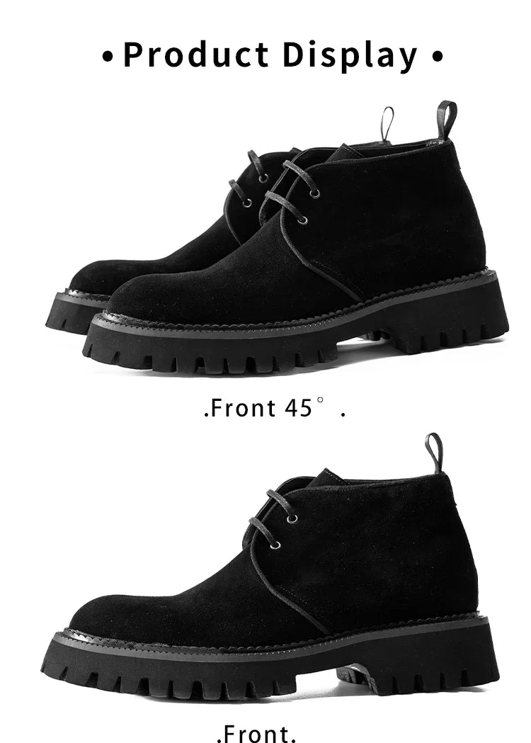 2025 Hanmce Genuine Leather Brohue Ankle Chelsea Boots