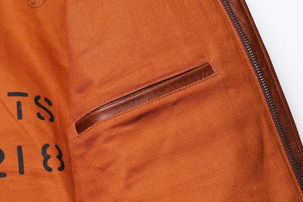Classical A-2 Natural Cowhide Men's Genuine Leather Jacket