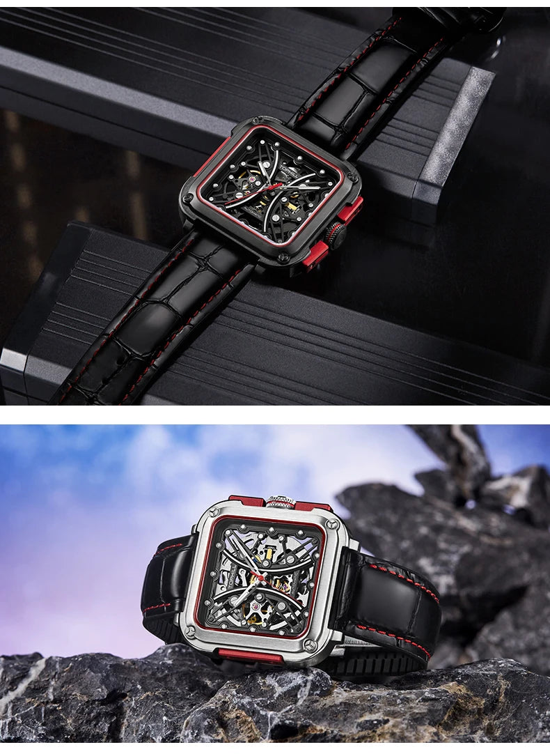 TOPHILL Hollow Men Mechanical Luminous Sapphire Waterproof TUT002 Wristwatch