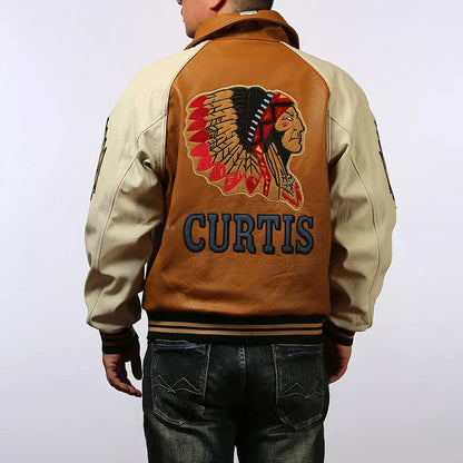 Men's Large Yellow Leather Flight Jacket – Big Chief Embroidery