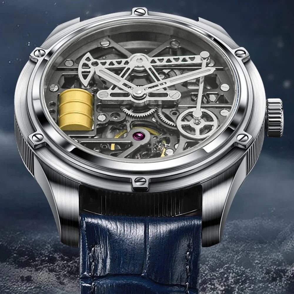 PINDU Watches Oil Pump Design Miyata 8215 Sapphire Mirror Waterproof Luminous Business Men Mechanical Watch