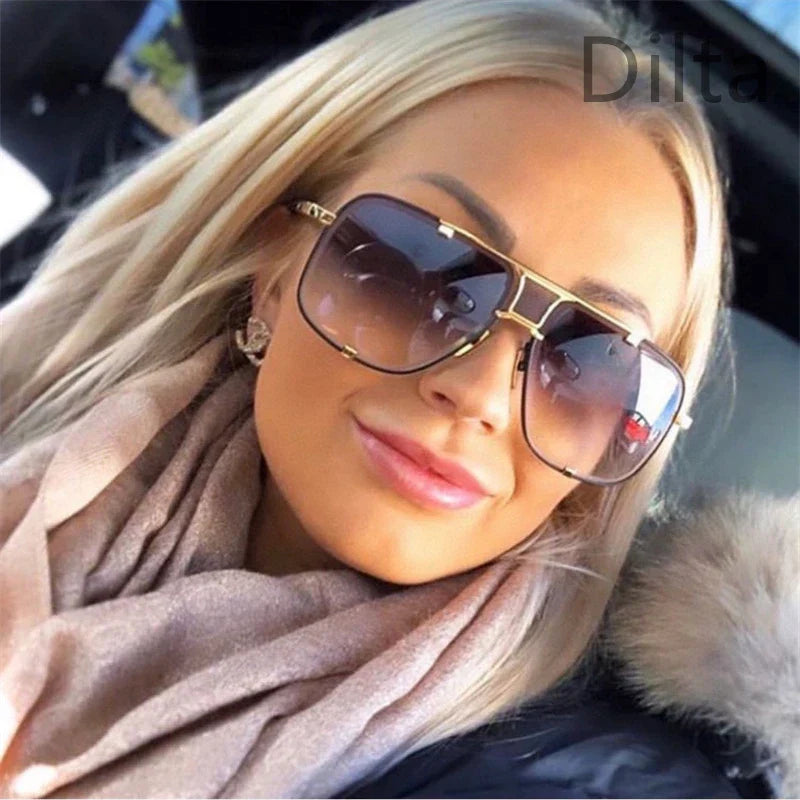 Dilta Mach Five Sqaure Pilot Titanium Fashion Women's Men's Sunglass