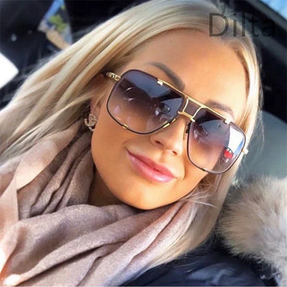 Dilta Mach Five Sqaure Pilot Titanium Fashion Women's Men's Sunglass
