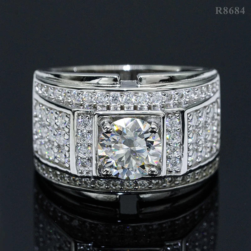 DJMAX Full Moissanite Rings For Men Original 925 Sterling Silver Men and Women's Moissanite Ring