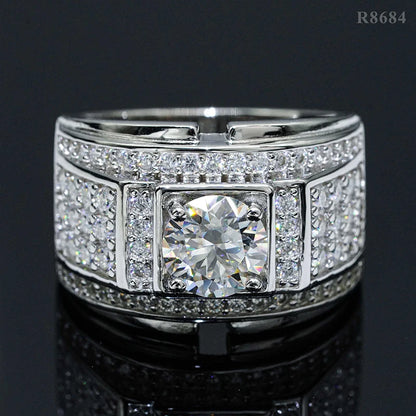 DJMAX Full Moissanite Rings For Men Original 925 Sterling Silver Men and Women's Moissanite Ring