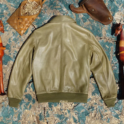 Navy Aviation G2 Flight Suit Tender Small Head Cowhide Leather Men's  Jacket