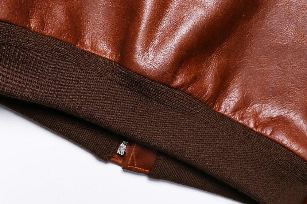 Classical A-2 Natural Cowhide Men's Genuine Leather Jacket