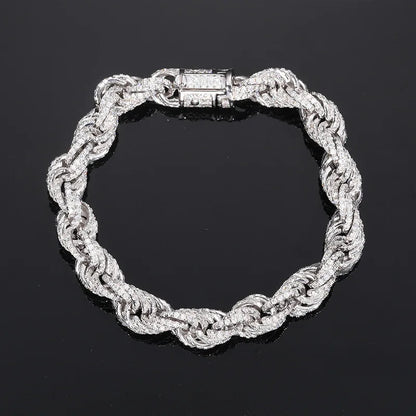 8mm 925 Sterling Silver Necklace VVS D Color Moissanite Hand Chain