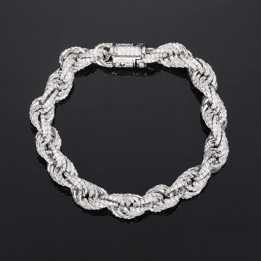 8mm 925 Sterling Silver Necklace VVS D Color Moissanite Hand Chain